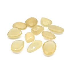 Natural Libyan Dessert Glass Quartz | Rose Cut Freeform Cabochons For Jewelry Making - 11 Pices