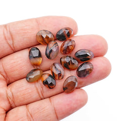 Oval Montana Agate Rosecut Cabochon | Natural Gemstone with Unique Inclusion - 12 Pieces