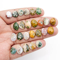 Ocean Jasper Rose Cut Cabochons | Multi Freeform Gemstones For Jewelry - 25 Pieces
