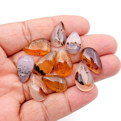 Montana Agate Rose Cut Oval Cabochon | Natural Loose Gemstone for Jewelry Making - 10 Pieces