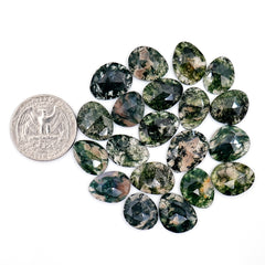 Moss Agate Freeform Rose Cut Cabochons | Nature Inspired Gemstone for Jewelry Making - 20 Pieces
