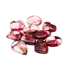 Kingman Red Dahlia Turquoise Cabochons Gemstone for Jewelry Making - 10 Pieces