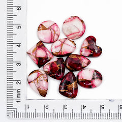 Kingman Red Dahlia Turquoise Cabochons Gemstone for Jewelry Making - 10 Pieces