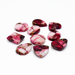 Kingman Red Dahlia Turquoise Cabochons Gemstone for Jewelry Making - 10 Pieces