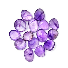 Amethyst Rose Cut Cabochon | Freeform Natural Purple Gemstone for Jewelry Making - 15 Pieces