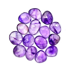 Amethyst Rose Cut Cabochon | Freeform Natural Purple Gemstone for Jewelry Making - 15 Pieces