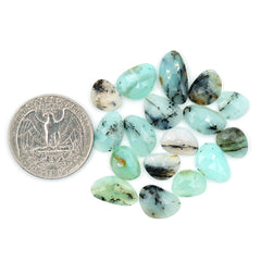 Natural Peruvian Blue Opal Rose Cut Gemstones | Polished Loose Gems for Jewelry Making - 17 Pieces