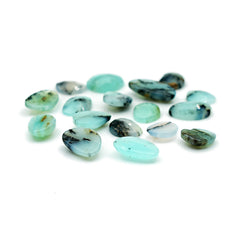 Natural Peruvian Blue Opal Rose Cut Gemstones | Polished Loose Gems for Jewelry Making - 17 Pieces