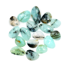 Natural Peruvian Blue Opal Rose Cut Gemstones | Polished Loose Gems for Jewelry Making - 17 Pieces