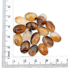 Oval Rose Cut Montana Agate Cabochon | Natural Loose Gemstone for Jewelry Making - 15 Pieces