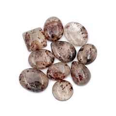 Natural Garnet inclusion in Quartz Smooth Cabs | Freeform Gemstone For Jewelry Making - 10 Pices
