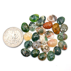 Ocean Jasper Rose Cut Cabochons | Multi Freeform Gemstones For Jewelry - 25 Pieces
