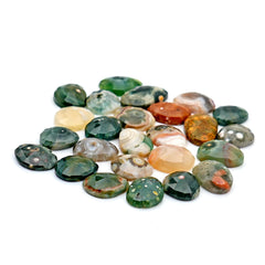 Ocean Jasper Rose Cut Cabochons | Multi Freeform Gemstones For Jewelry - 25 Pieces