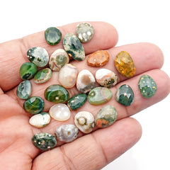Ocean Jasper Rose Cut Cabochons | Multi Freeform Gemstones For Jewelry - 25 Pieces