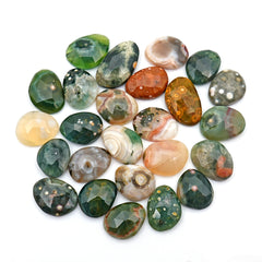 Ocean Jasper Rose Cut Cabochons | Multi Freeform Gemstones For Jewelry - 25 Pieces