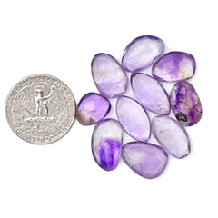 Lavender Amethyst Rose Cut Cabochon | Freeform Natural Purple Gemstone for Jewelry Making - 10 Pieces