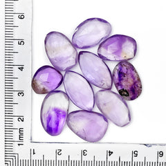 Lavender Amethyst Rose Cut Cabochon | Freeform Natural Purple Gemstone for Jewelry Making - 10 Pieces
