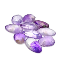 Lavender Amethyst Rose Cut Cabochon | Freeform Natural Purple Gemstone for Jewelry Making - 10 Pieces