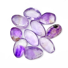 Lavender Amethyst Rose Cut Cabochon | Freeform Natural Purple Gemstone for Jewelry Making - 10 Pieces