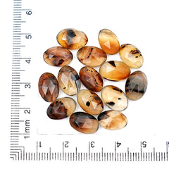 Oval Rose Cut Montana Agate Cabochon | Natural Gemstone for Jewelry Making - 15 Pieces