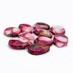 Kingman Red Dahlia Turquoise Cabochons Gemstone for Jewelry Making - 10 Pieces