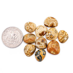 Ocean Jasper Freeform Rose Cut Cabochons | Earth-Toned Orbicular Wonders - 10 Pieces