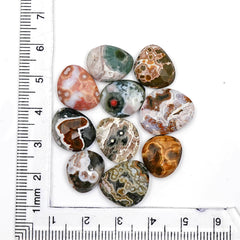 Ocean Jasper Rose Cut Cabochons | Multi Freeform Gemstones For Jewelry - 10 Pieces