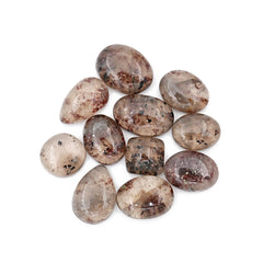 Natural Garnet inclusion in Quartz Cabochons | Faceted Freeform Gems For Jewelry Making - 11 Pices