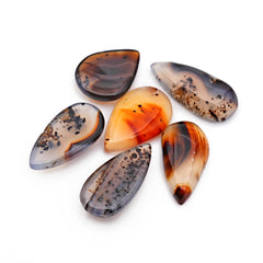 Pear Cut Montana Agate Smooth Cabochon | Natural Gemstone with Unique Inclusions - 6 Pieces