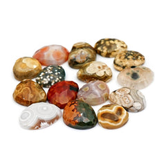 Ocean Jasper Rose Cut Cabochons | Multi Freeform Gemstones For Jewelry - 15 Pieces