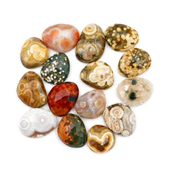 Ocean Jasper Rose Cut Cabochons | Multi Freeform Gemstones For Jewelry - 15 Pieces