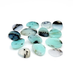 Natural Peruvian Blue Opal Rose Cut Gemstones | Polished Loose Gems for Jewelry Making - 14 Pieces