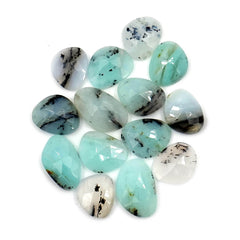 Natural Peruvian Blue Opal Rose Cut Gemstones | Polished Loose Gems for Jewelry Making - 14 Pieces