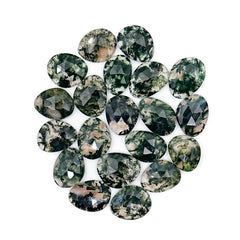 Moss Agate Freeform Rose Cut Cabochons | Nature Inspired Gemstone for Jewelry Making - 20 Pieces