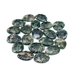 Moss Agate Freeform Rose Cut Cabochons | Nature Inspired Gemstone for Jewelry Making - 20 Pieces