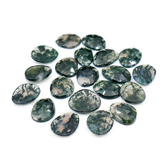 Moss Agate Freeform Rose Cut Cabochons | Nature Inspired Gemstone for Jewelry Making - 20 Pieces