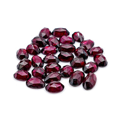 Natural Rhodolite Garnet Rose Cut Cabochon | Deep Plum Pink Faceted Freeform Gems - 29 Pices