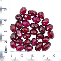 Natural Rhodolite Garnet Rose Cut Cabochon | Deep Plum Pink Faceted Freeform Gems - 29 Pices