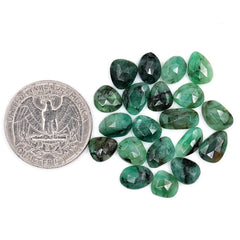 Natural Emerald Rose Cut Cabochons | Freeform Zambian Emerald Gemstone - 20 Pieces