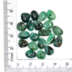 Natural Emerald Rose Cut Cabochons | Freeform Zambian Emerald Gemstone - 20 Pieces