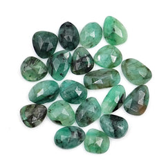 Natural Emerald Rose Cut Cabochons | Freeform Zambian Emerald Gemstone - 20 Pieces