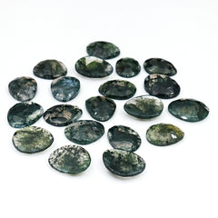 Moss Agate Freeform Rose Cut Cabochons | Nature Inspired Gemstone for Jewelry Making - 20 Pieces