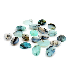 Natural Peruvian Blue Opal Rose Cut Gemstones | Polished Loose Gems for Jewelry Making - 20 Pieces