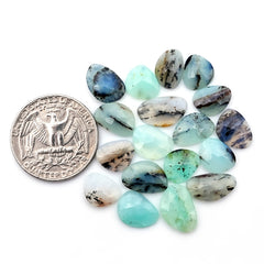 Natural Peruvian Blue Opal Rose Cut Gemstones | Polished Loose Gems for Jewelry Making - 18 Pieces