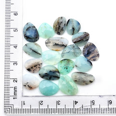Natural Peruvian Blue Opal Rose Cut Gemstones | Polished Loose Gems for Jewelry Making - 18 Pieces