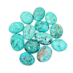 Freefrom Shape Hubei Turquoise Cabochons | Rose Cut Gemstone for Jewelry Making- 13 Pieces