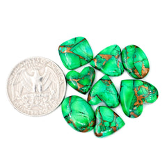 Natural Kingman Green Dahlia Turquoise | Freefrom Shapes Smooth Cabochon for Jewelry - 8 Pices