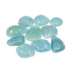 Aquamarine Freeform Cabochons | Rose Cut Gemstones for Designer Jewelry - 10 Pieces