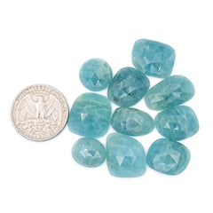 Rose Cut Aquamarine Freeform Cabochons | Gemstones for Designer Jewelry - 10 Pieces