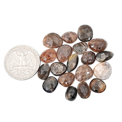 Golden Sheen Moonstone Rose cut Gemstone | Freeform Cabochons for Jewelry Making - 19 Pieces
